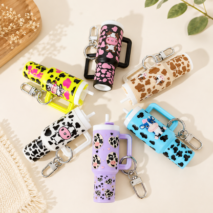 Cow Print Tumbler Fidget Keychain – Pressable Bag Charm