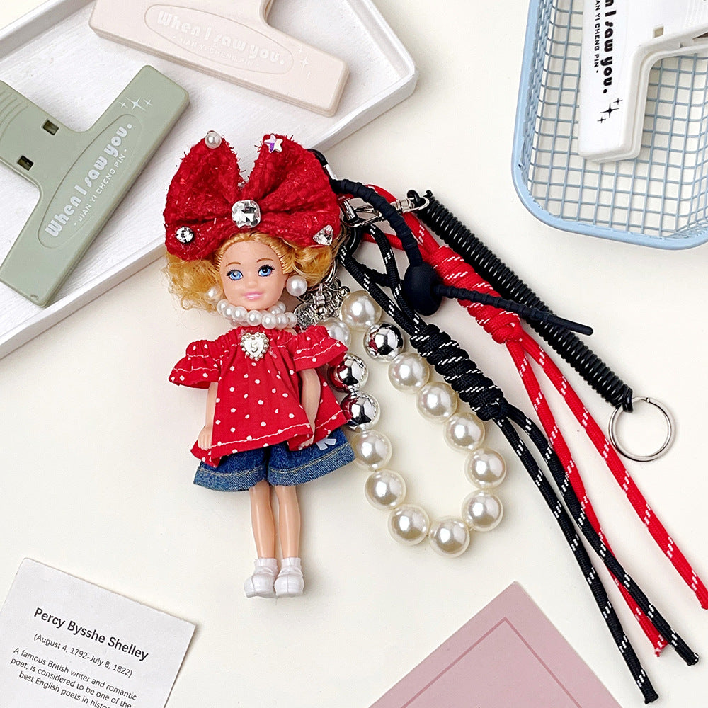 Chic Fashion Doll Keychain Cute Knitted Cartoon Doll Bag Charm Pendant Accessory