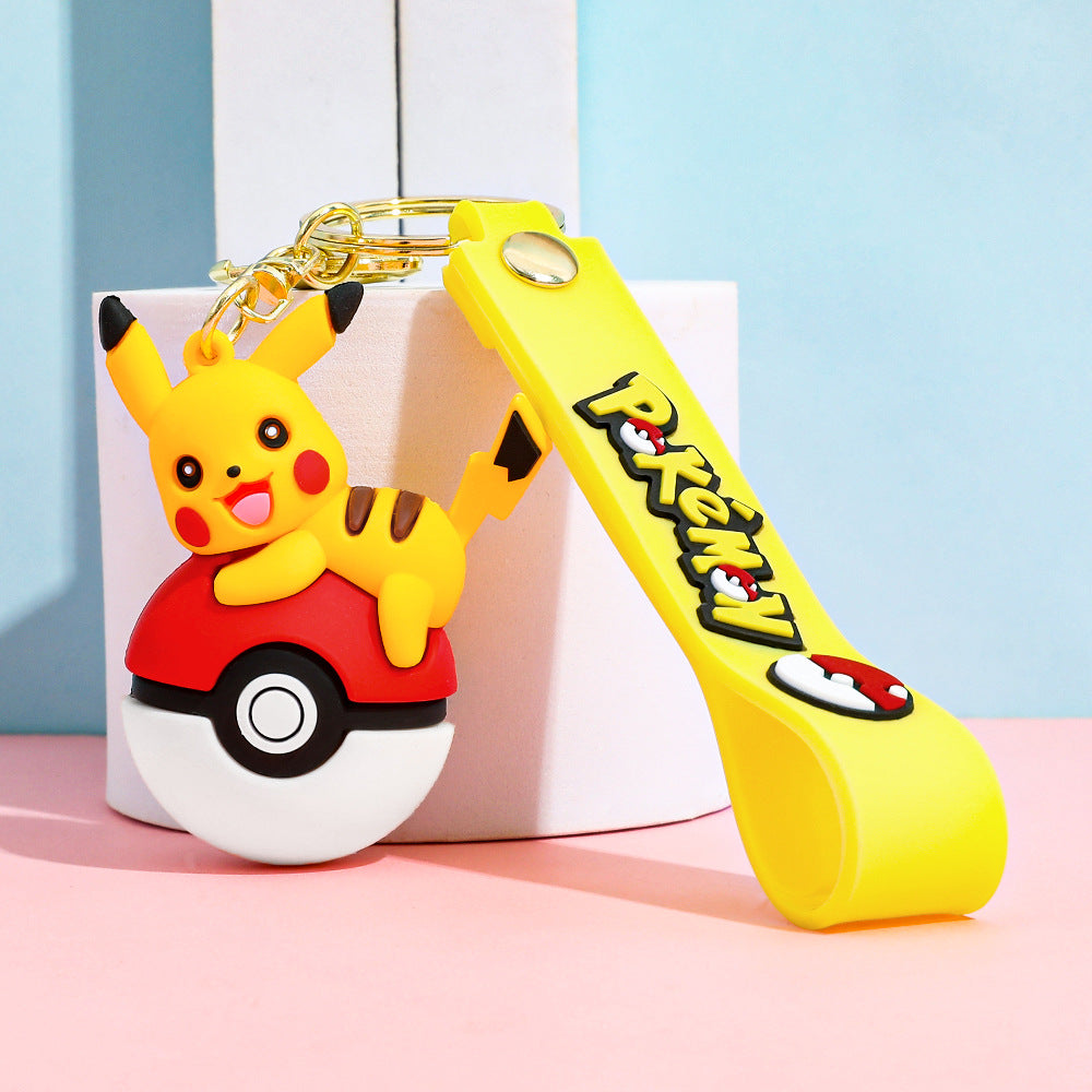 Cartoon Pikachu Silicone Keychain Figure Bag Charm Pendant