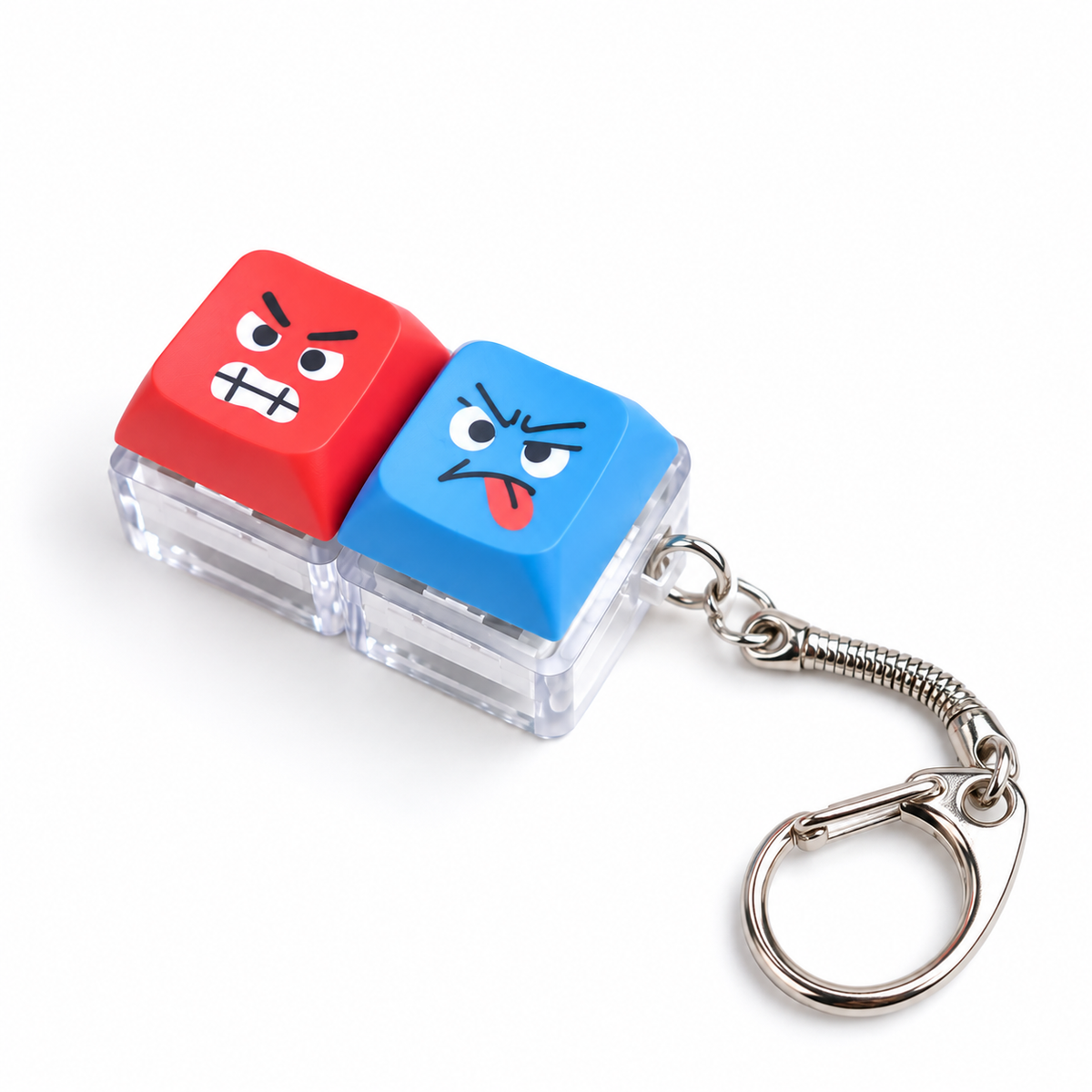 Funny Face Keyboard Keycap Fidget Keychain – 2/3/4/6/9-Key Clicker Stress Relief Toy Bag Charm
