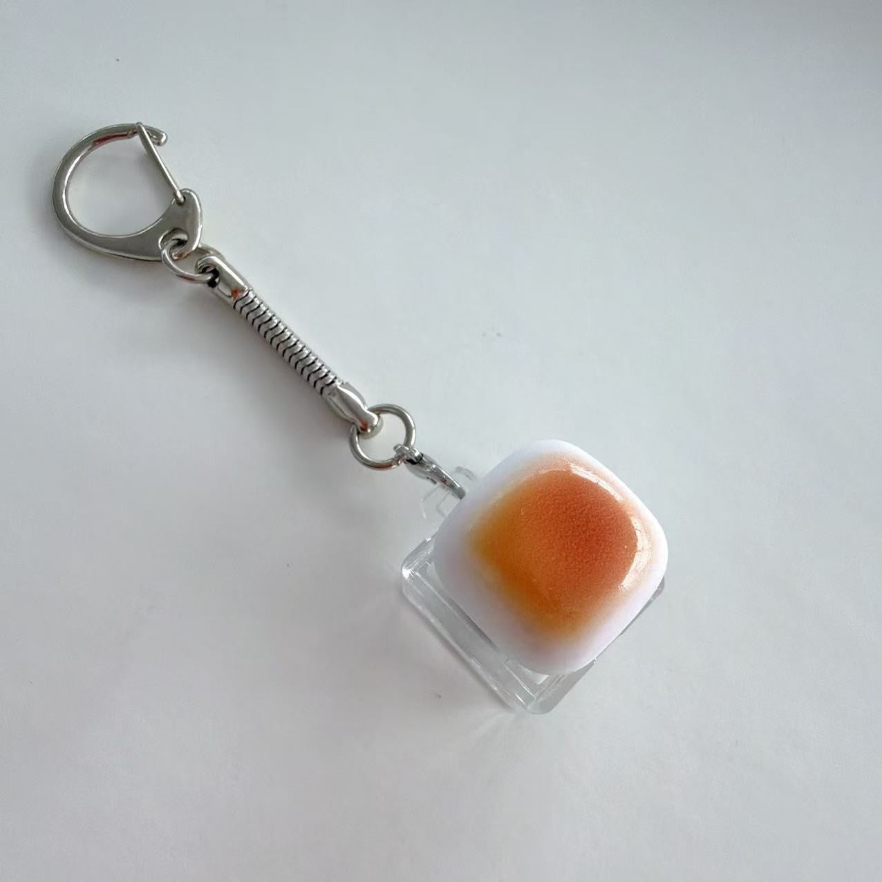 Caramel Mini Toast Cube Keycap Stress Relief Keychain Squishy Keyboard Button Charm