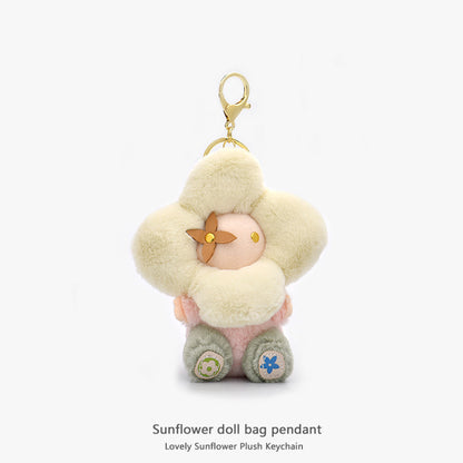 Sunflower Doll Bag Pendant Lovely Plush Keychain Cartoon Keyring Accessory