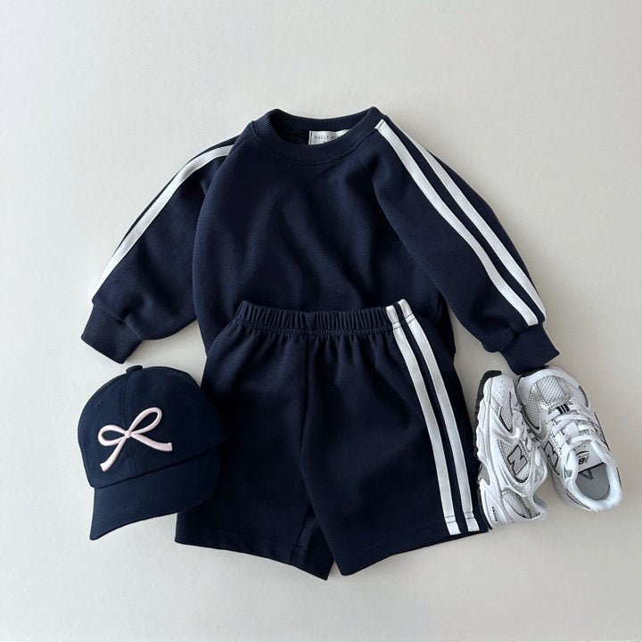 Boys Two Piece Outfit Set | Long Sleeve Pullover Top & Shorts Casual Matching Set
