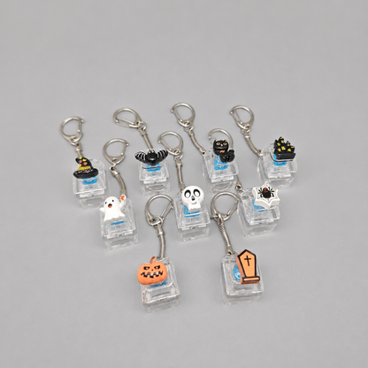 Halloween Fidget Keycap Pressing Stress Relief Keychain with Cute Holiday Charms