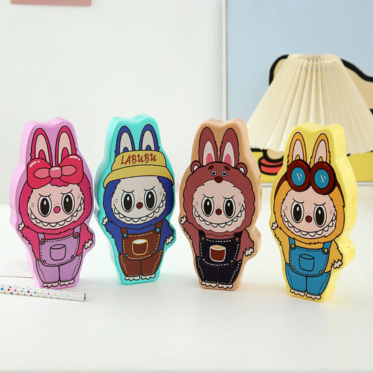 Cartoon Labubu Plastic Pencil Case Multi-Layer Stationery Box for Student(4 colors/pack)