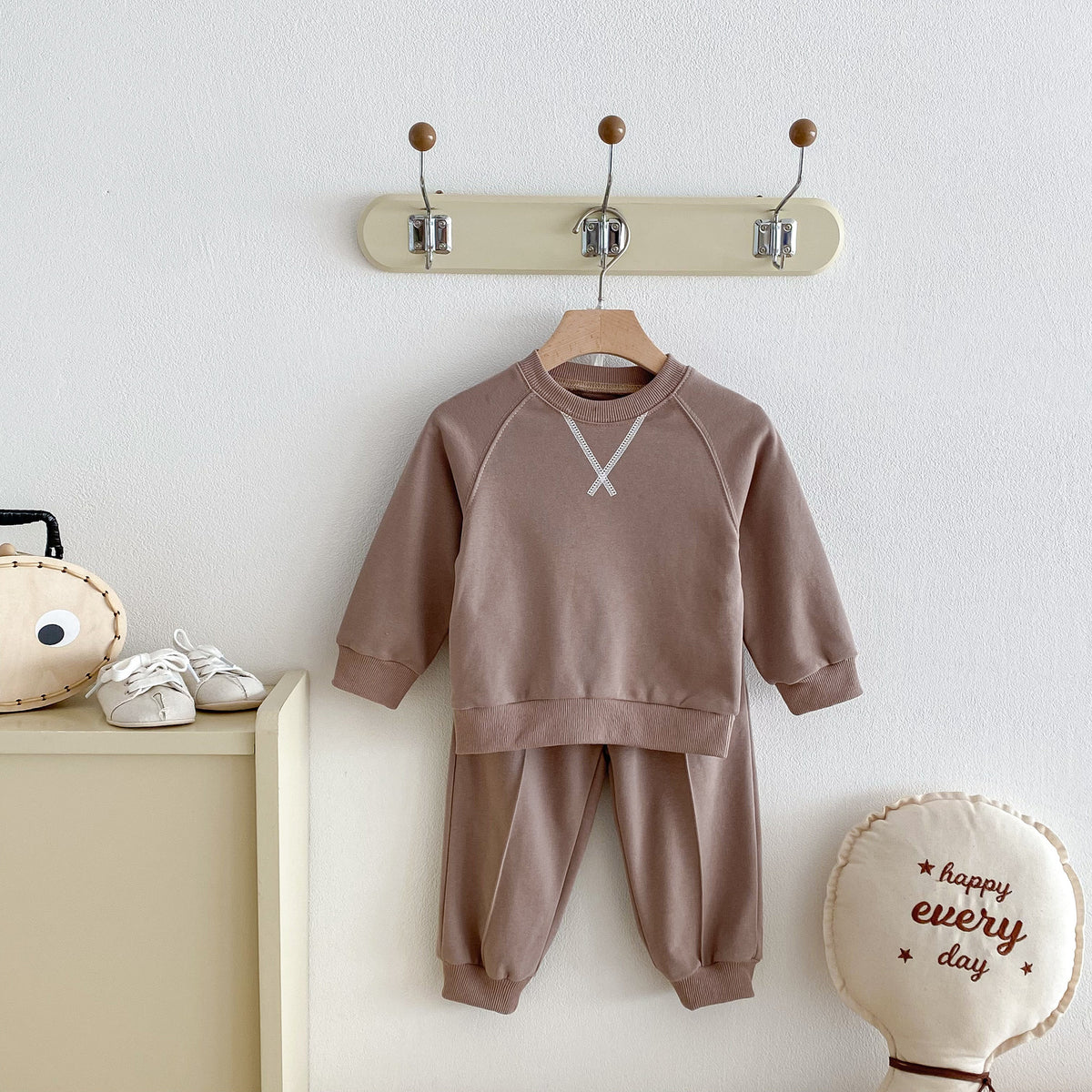 Personalized Boys Cotton Sweatshirt & Jogger Set – Custom Name Embroidery Kids Outfit