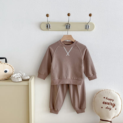 Personalized Boys Cotton Sweatshirt & Jogger Set – Custom Name Embroidery Kids Outfit