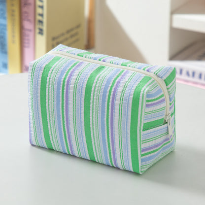 Pastel Striped Seersucker Cosmetic Bag – Makeup & Travel Pouch