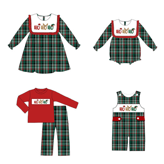 Christmas HO HO HO Embroidered Smocked Family Outfits