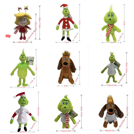 2025 Christmas Grinch Plush Toy – Green Monster Stuffed Doll Cartoon Character Gift for Kids