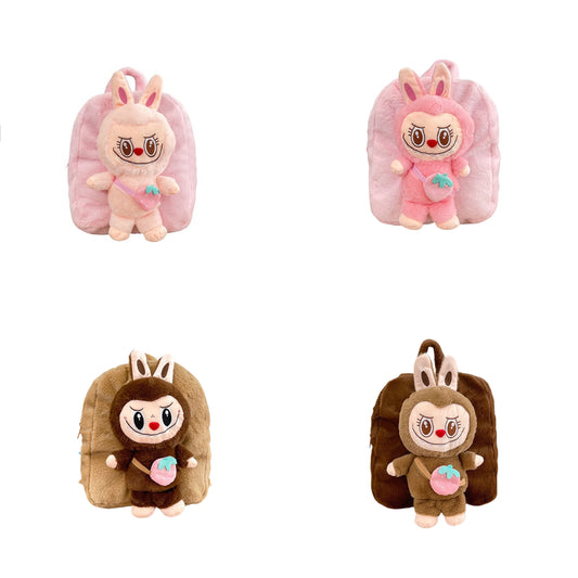 Labubu Strawberry Soft Plush Backpack Character Doll School Bag