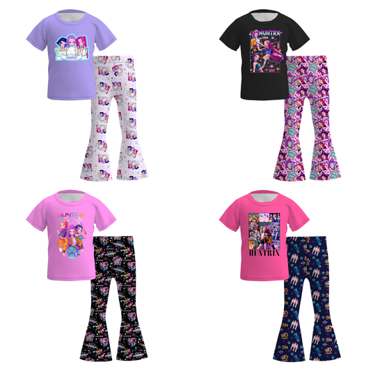 Kpop Demon Hunters Print Girls Fall Bell Pant Set