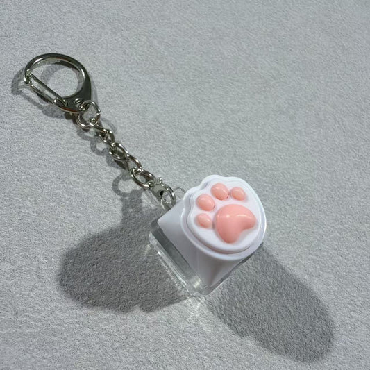 Silicone Cat Paw Keycap Stress Relief Keychain Keyboard-Style Pendant Charm