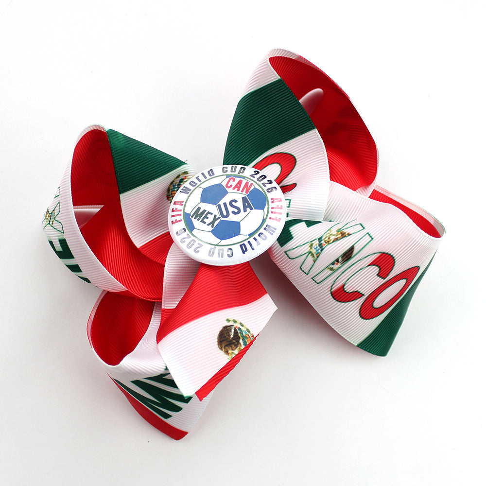 5.5-inch Double-Layer World Cup Ribbon Bow Hair Clip for USA, Canada & Mexico
