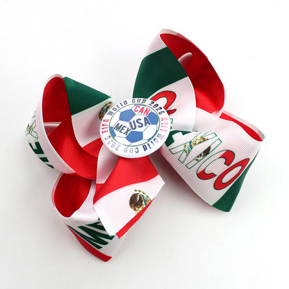 5.5-inch Double-Layer World Cup Ribbon Bow Hair Clip for USA, Canada & Mexico
