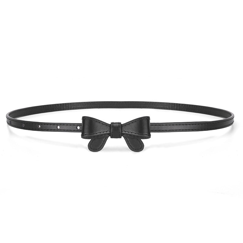 Bow Waist Belt for Girls Simple Fashion Pin Buckle Leather Belt