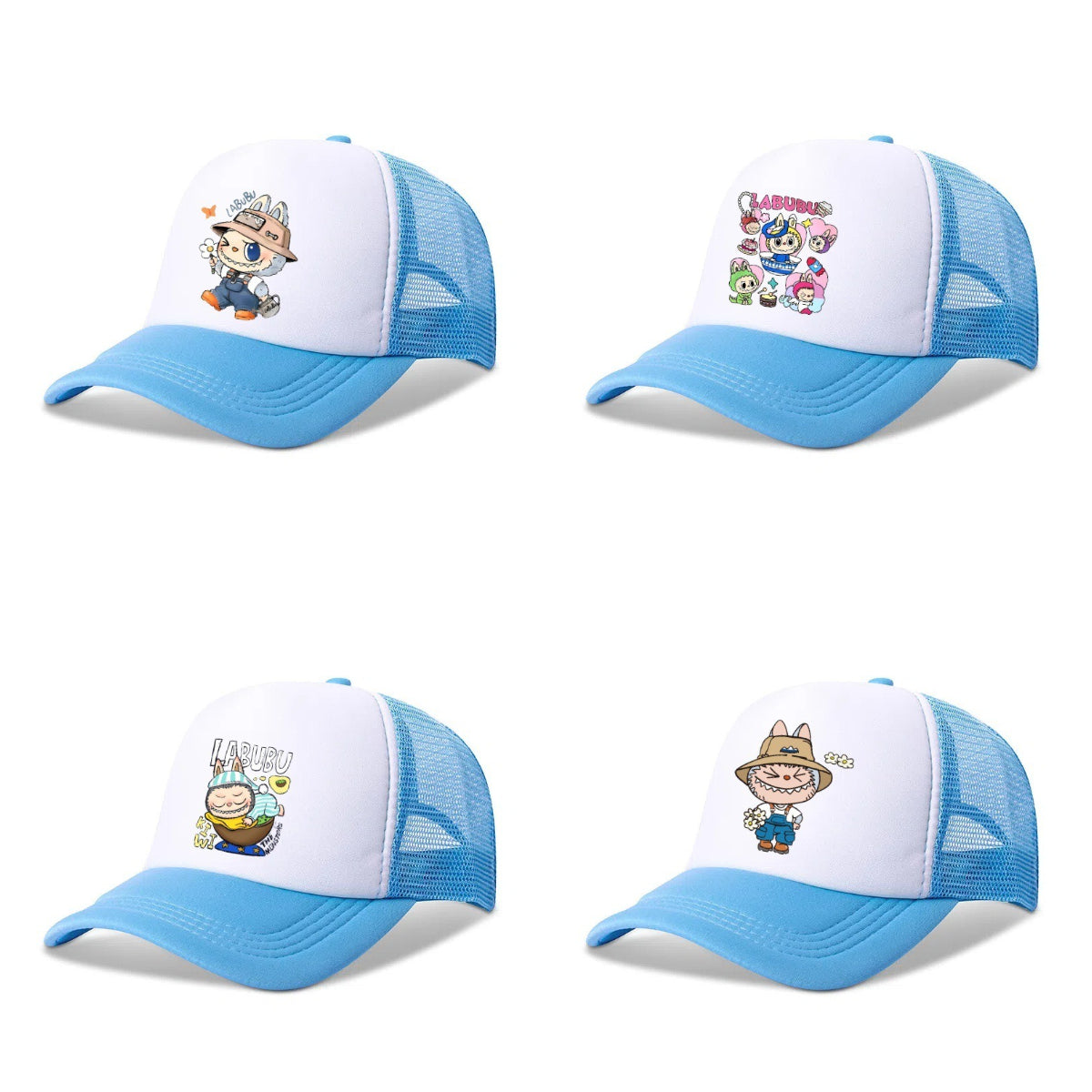 Boys Labubu Printed Baseball Cap Trucker Hat with Mesh Back