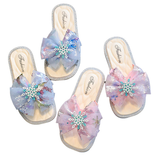 Girls' Non-Slip Slippers Soft Sole Snowflake Sandals