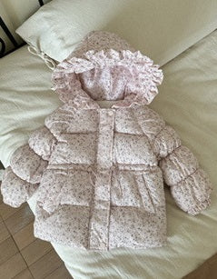 Winter Girls’ Floral Hooded Coat Thick Fleece-Lined Warm Jacket 3 Colors