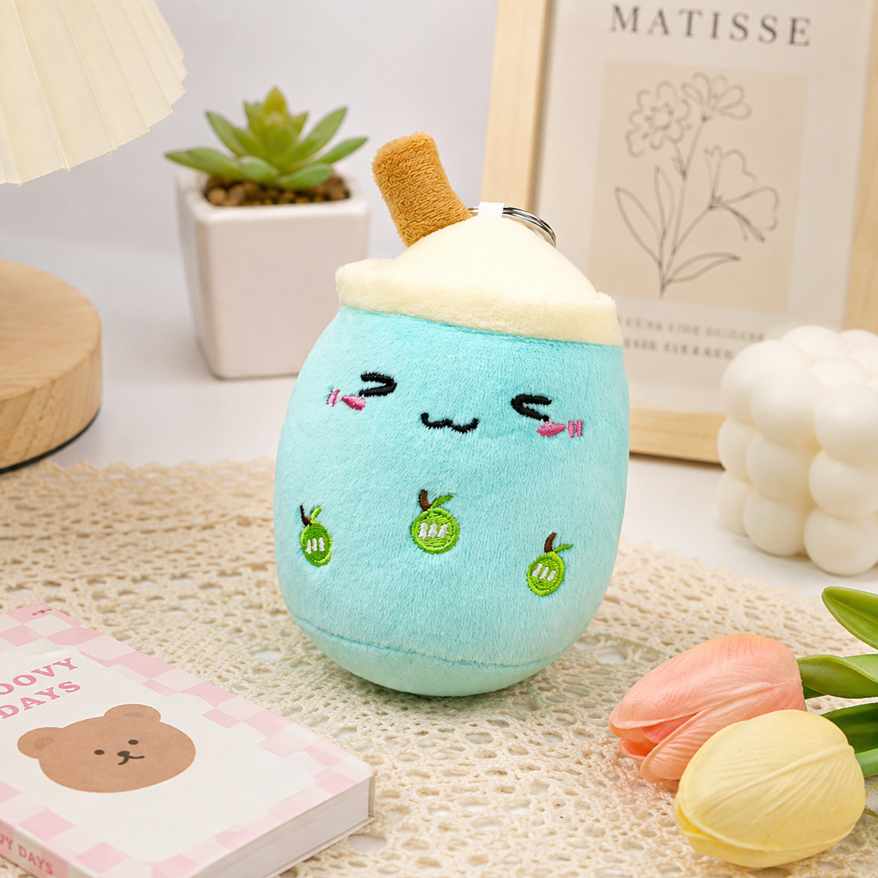 Cute Boba Tea Plush Keychain – Kawaii Bubble Tea Bag Charm & Soft Plush Pendant