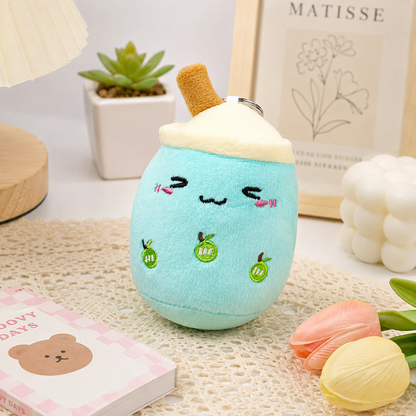 Cute Boba Tea Plush Keychain – Kawaii Bubble Tea Bag Charm & Soft Plush Pendant