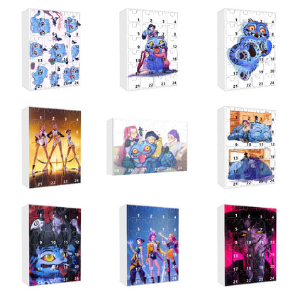 KPOP Demon Hunters 2025 Christmas Advent Calendar Blind Box Backpack & Car Keychain Acrylic Charms 24pcs