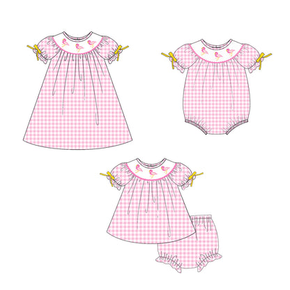 2026 Spring/Summer Flamingo Smocked Collection – Pink Gingham Embroidery