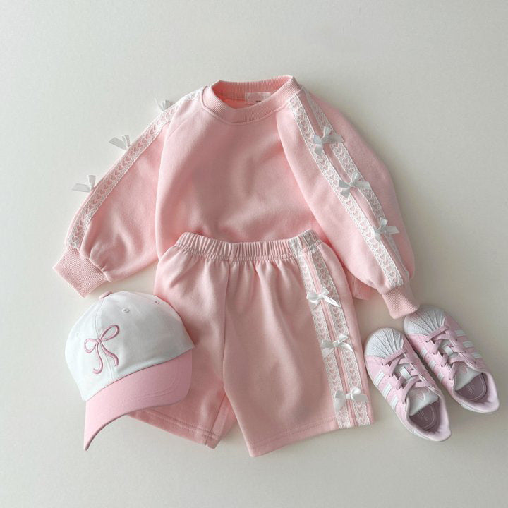 Girls Long Sleeve Top & Shorts Set Cute Bow Detail Two Piece Outfit for Toddlers & Kids
