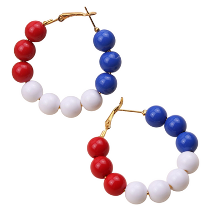 4th of July Patriotic USA Flag Red Acrylic Drop Earrings Holiday Jewelry