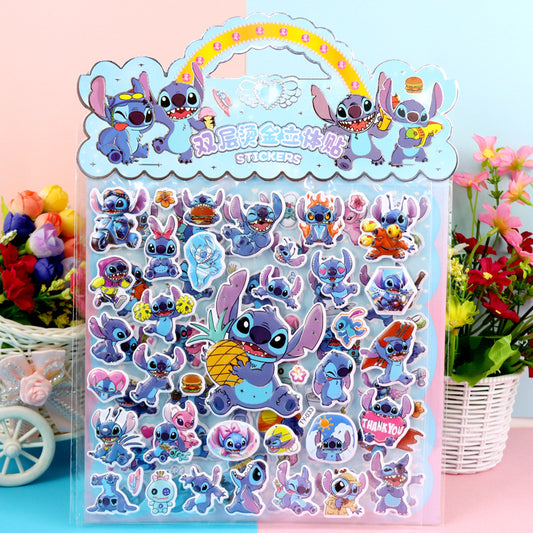 Children’s Cute Cartoon Puffy Stickers Pony & Capybara Double-Layer Bubble Stickers
