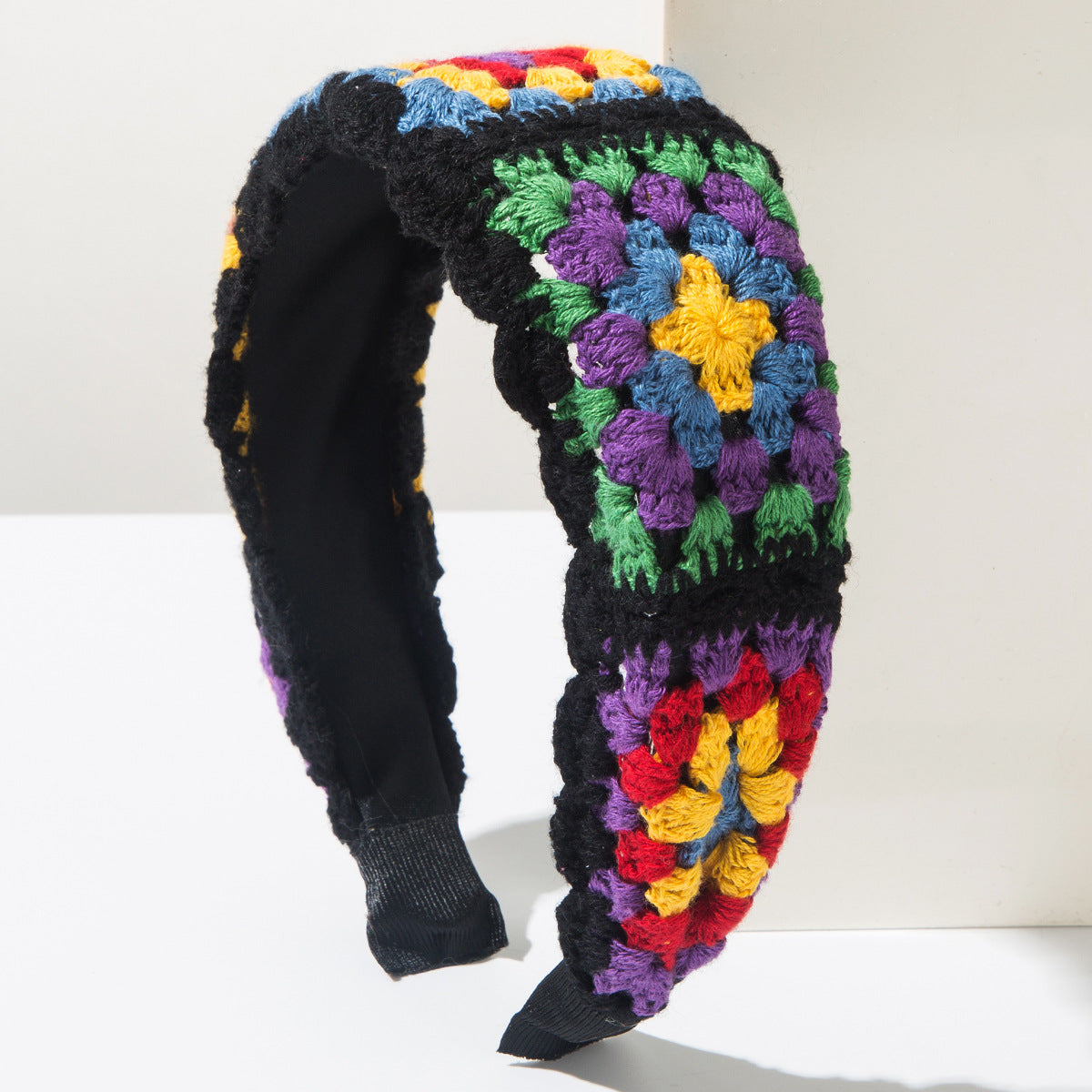 Handmade Crochet Flower Headband Colorful Floral Knitted Hair Band Boho Hair Accessory for Women & Girls