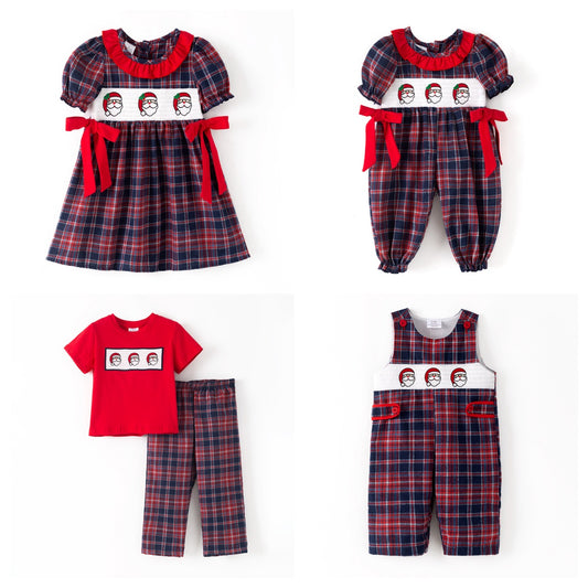 Christmas Sibling Matching Outfits – Santa Smocked Collection