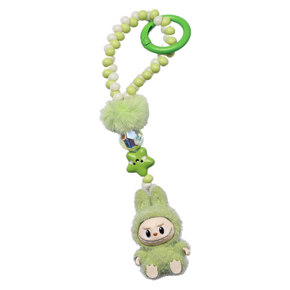 Labubu Beaded Keychain Long Strap Bag Charm Phone Lanyard Key Ring Accessory