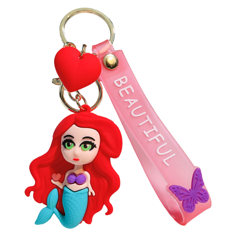 Cute Cartoon Princess Backpack Charm – Soft Silicone Keychain for Bags & Car Keys