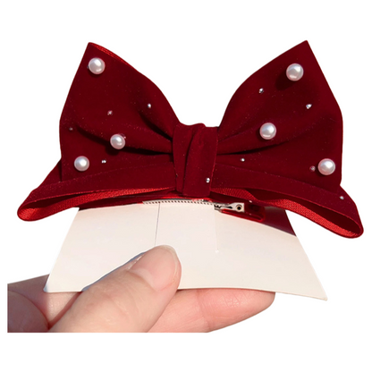 Christmas New Year Velvet Big Bow Hair Clip for Girls Hair Accessory