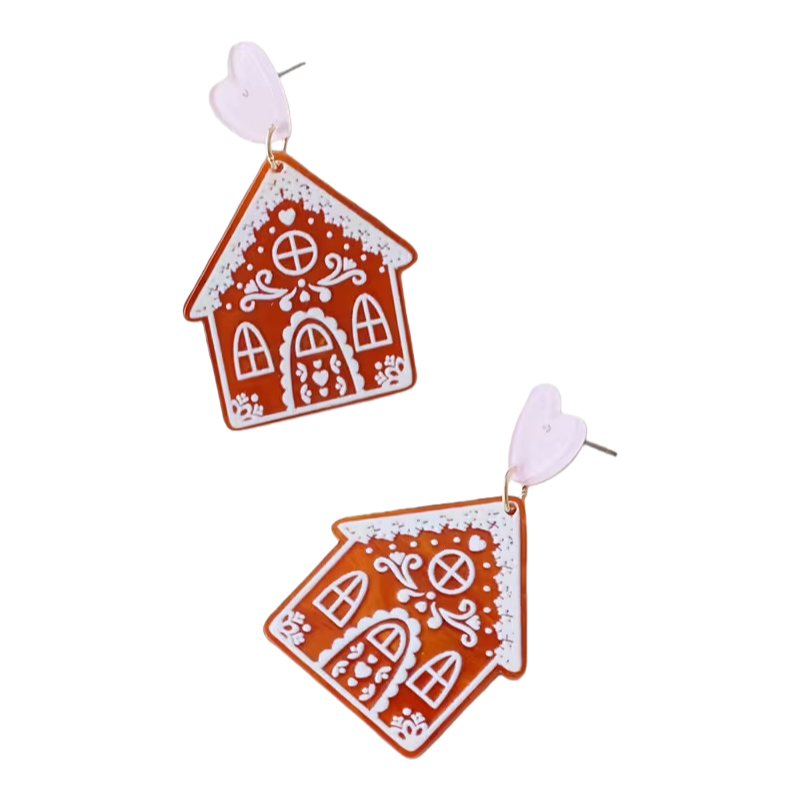 2025 Christmas Acrylic Earrings Cookie House Christmas Tree Grinch & Reindeer Design Vintage Simple Holiday Jewelry