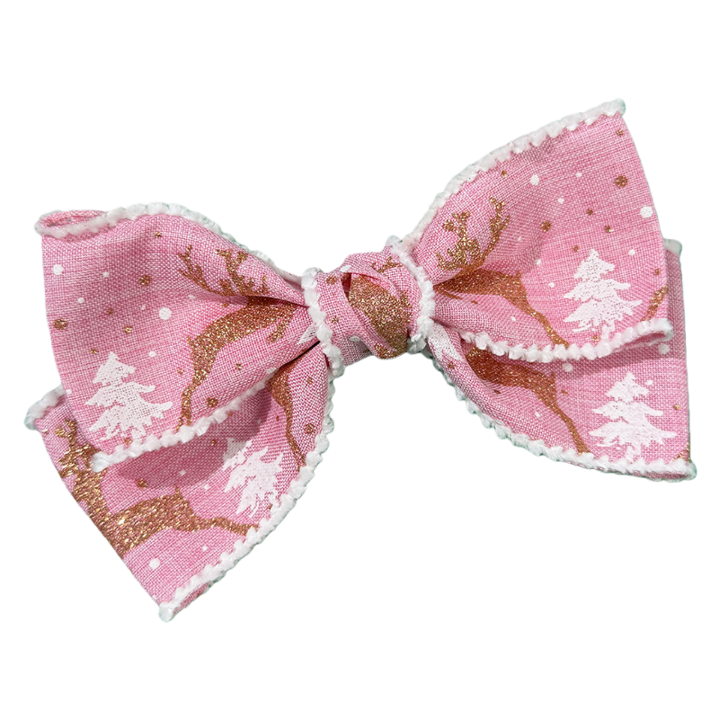 Christmas Gold Reindeer & Christmas Tree Bow Hair Clip – Festive Holiday Party Sweet Hair Accessory