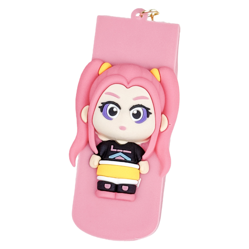 Kpop Demon Hunters 3-in-1 Keychain Folding Comb with Mirror Portable Hair Brush Accessory for Girls