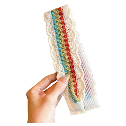 Knit Floral Cottagecore Headband for Girls Strawberry Sunflower Pattern Hair Accessory