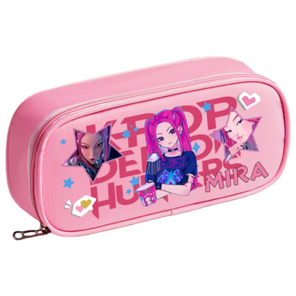 K-Pop Demon Hunters Pencil Case Large Capacity 3-compartment Pen Bag Trendy Stationery Organizer Office Supplies