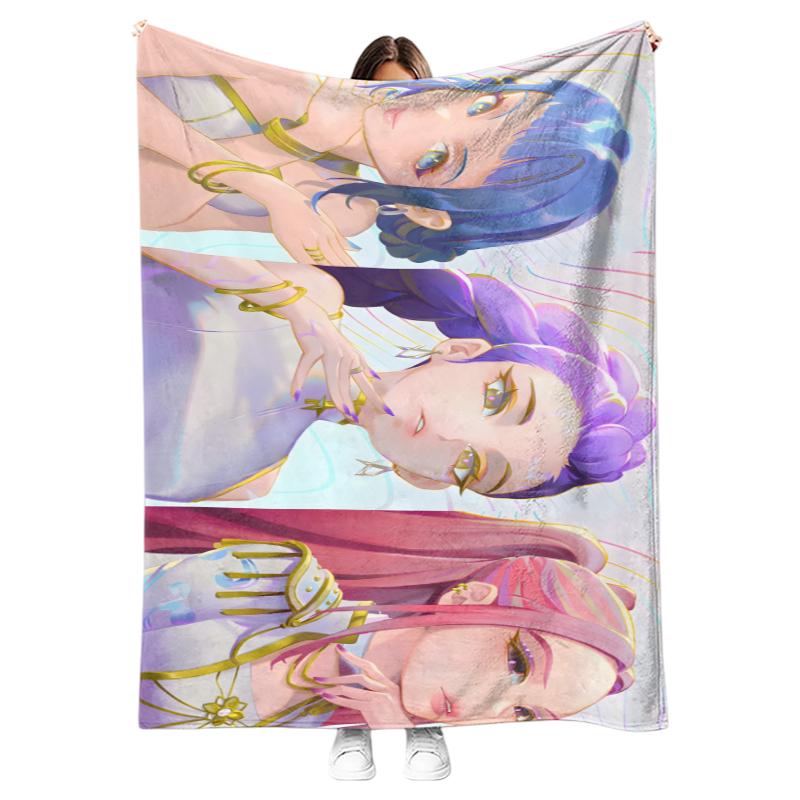 New K-pop Demon Hunters Plush Throw Blanket Flannel Nap Blanket for Sofa or Bed