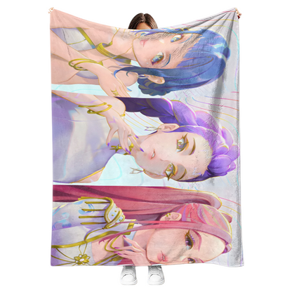 New K-pop Demon Hunters Plush Throw Blanket Flannel Nap Blanket for Sofa or Bed