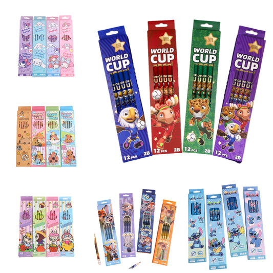 World Cup Cartoon Character 2B Pencil Set Boxed 12-Pack Creative Merch Stationery