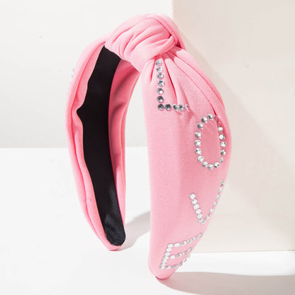 Valentine’s Day LOVE Headband Rhinestone & Pearl Embellished Knot Hairband