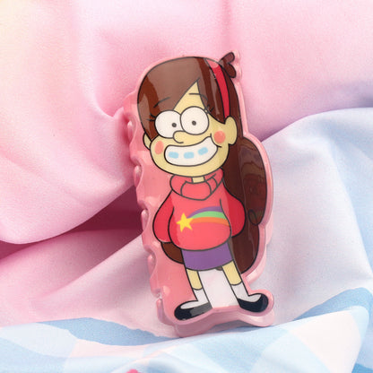 Gravity Falls Inspired Cartoon Acrylic Hair Claw Clip for Kids Animated Style Hair Accessory
