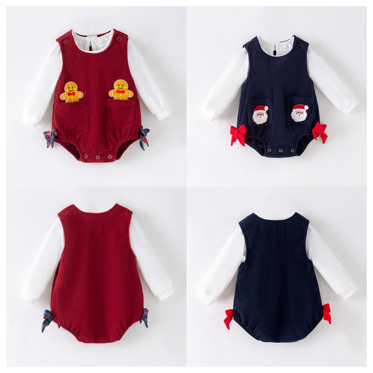 Gingerbread & Santa Corduroy Set – Baby Holiday Romper Outfit