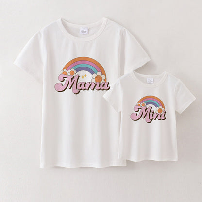 Mother's Day MAMA MINI Rainbow Print Cotton T-Shirt