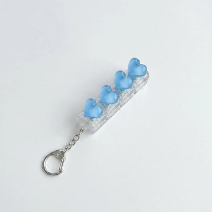 Ice-Translucent Heart Keycap Stress Relief Keychain Keyboard-Style Pendant Charm
