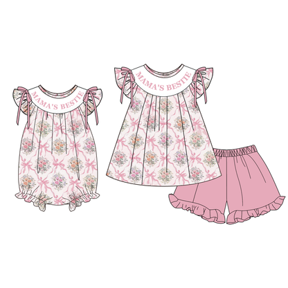 Summer Pink Floral MAMA'S BESTIE Embroidery Smock Collection