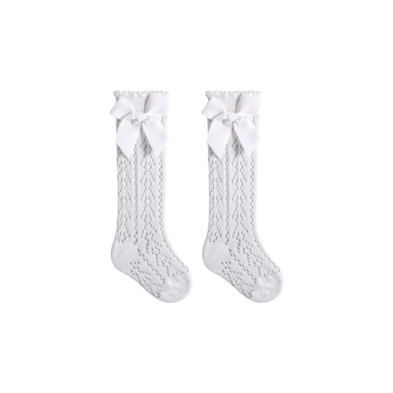 Baby Girls Knee High Mesh Breathable Spring & Summer Princess Socks with Bow